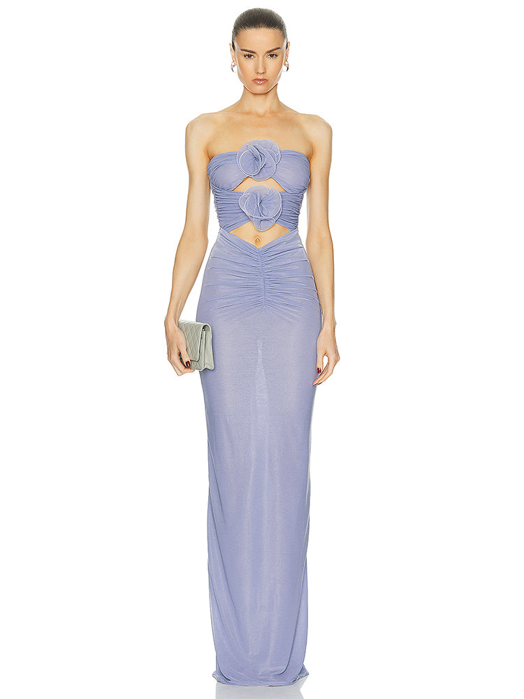 LINRINDA LAVENDER FLOWERS MAXI DRESS