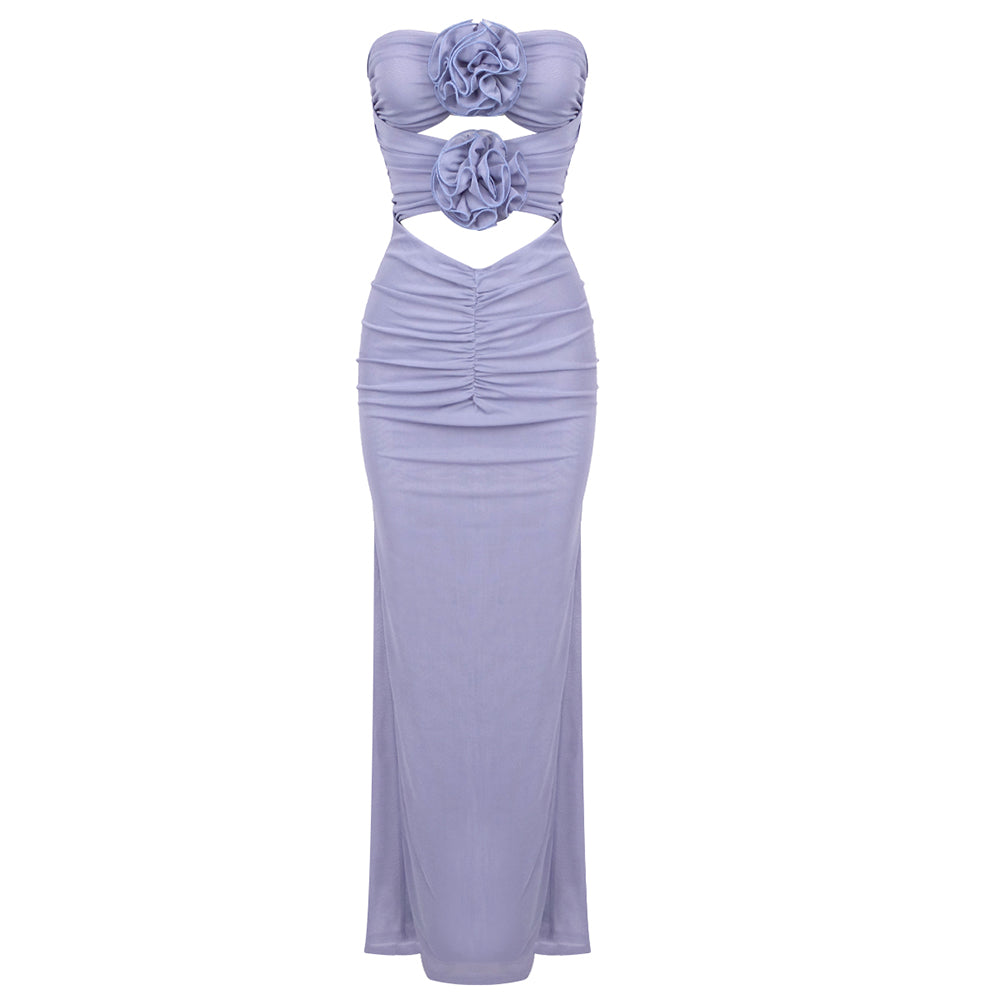 LINRINDA LAVENDER FLOWERS MAXI DRESS