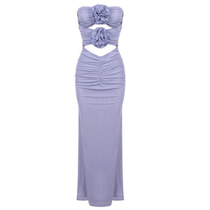 LINRINDA LAVENDER FLOWERS MAXI DRESS