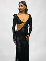 Load image into Gallery viewer, OCASANA BLACK HIGH SPLIT MAXI DRESS
