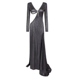 Load image into Gallery viewer, OCASANA BLACK HIGH SPLIT MAXI DRESS
