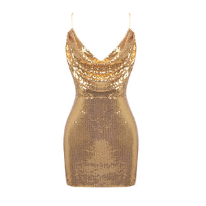 REDLE GOLD SEQUINS MINI DRESS