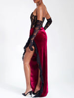 Charger l&#39;image dans la galerie, UIUI BLACK AND RED HIGH SPLIT MAXI DRESS
