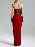 Charger l&#39;image dans la galerie, UIUI BLACK AND RED HIGH SPLIT MAXI DRESS
