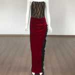 Charger l&#39;image dans la galerie, UIUI BLACK AND RED HIGH SPLIT MAXI DRESS
