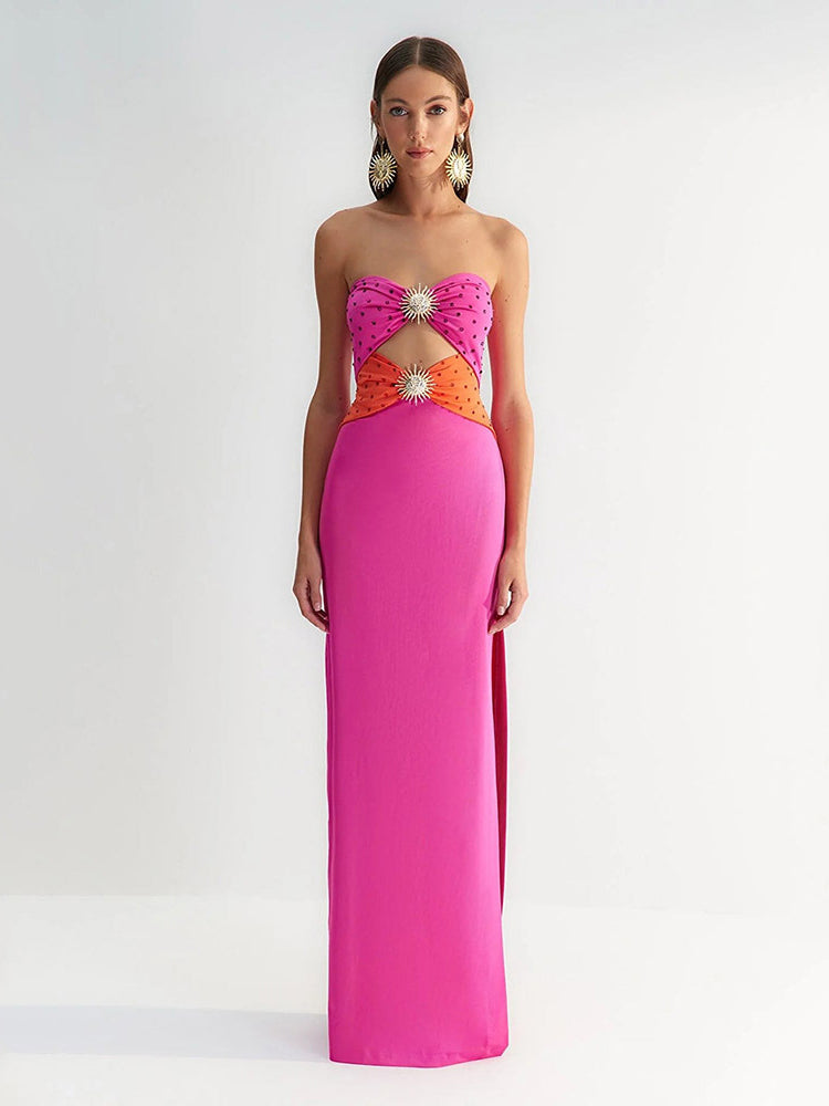 OLIONI HOLLOW OUT 3D MAXI DRESS