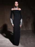 Charger l&#39;image dans la galerie, DRESIAR ELEGANT HIGH COLLAR BLACK MAXI DRESS
