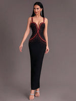 Load image into Gallery viewer, PLIOE BLACK V NECK SLIP MAXI DRESS
