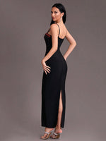 Load image into Gallery viewer, PLIOE BLACK V NECK SLIP MAXI DRESS
