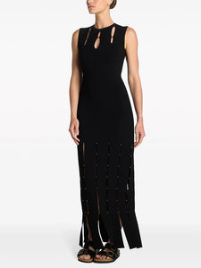 SWAKI BALCK HOLLOW OUT MAXI DRESS