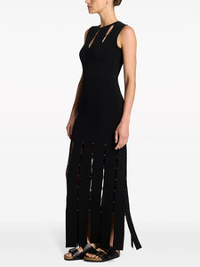 SWAKI BALCK HOLLOW OUT MAXI DRESS