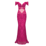 Cargar imagen en el visor de la galería, TITUL HOT PINK ELEGANT MAXI DRESS
