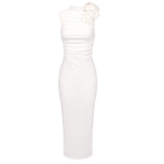 Load image into Gallery viewer, EEFTI WHITE AND BLACK FLOWER TIED MAXI DRESS
