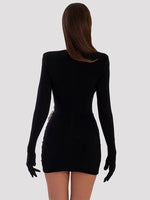 Load image into Gallery viewer, LUIZA BLACK FULL SLEEVES CASUAL MINI DRESS
