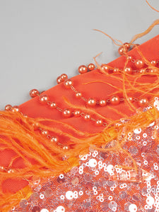 LUNIEE ORANGE BEADED SLIP MAXI DRESS