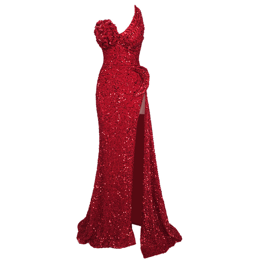 RUAR RED HIGH SPLIT SEXY MAXI DRESS