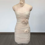 Load image into Gallery viewer, NANE BEIGE FLOWER HOLLOW OUT MINI DRESS
