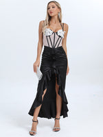 Charger l&#39;image dans la galerie, SEXEN HIGH SPLIT RUCHED BLACK MAXI DRESS
