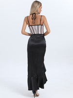 Charger l&#39;image dans la galerie, SEXEN HIGH SPLIT RUCHED BLACK MAXI DRESS
