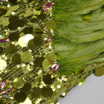 Carregar imagem no visualizador da galeria, Ella Green Feather Shining Sequins Maxi Dress
