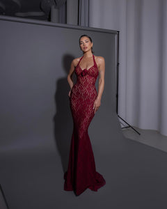 CAMMLIA BURGUNDY MERMAID MAXI DRESS