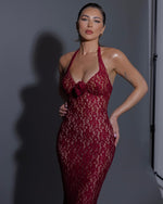 Load image into Gallery viewer, CAMMLIA BURGUNDY MERMAID MAXI DRESS
