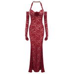 Load image into Gallery viewer, CAMMLIA BURGUNDY MERMAID MAXI DRESS
