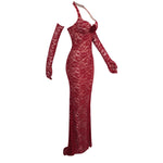 Load image into Gallery viewer, CAMMLIA BURGUNDY MERMAID MAXI DRESS
