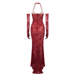 Load image into Gallery viewer, CAMMLIA BURGUNDY MERMAID MAXI DRESS
