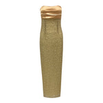 Carregar imagem no visualizador da galeria, ETTA STRAPLESS GOLD PEARLS LONG DRESS
