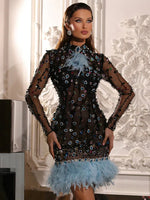 Load image into Gallery viewer, EASTER FEATHER CRYSTAL MINI DRESS
