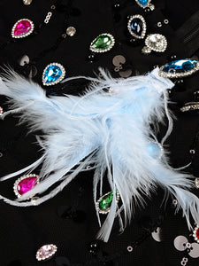 EASTER FEATHER CRYSTAL MINI DRESS