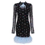 Load image into Gallery viewer, EASTER FEATHER CRYSTAL MINI DRESS
