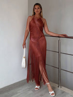 Carregar imagem no visualizador da galeria, ANGELIA HALTER TASSEL LONG DRESS
