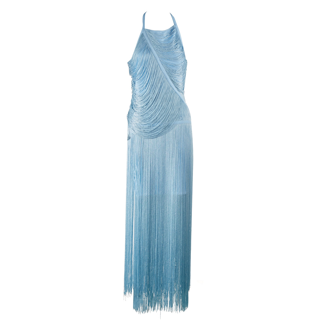 ANGELIA HALTER TASSEL LONG DRESS