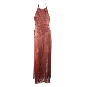 ANGELIA HALTER TASSEL LONG DRESS