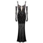 Load image into Gallery viewer, QUEENIE STRAPS CRYSTAL MAXI DRESS
