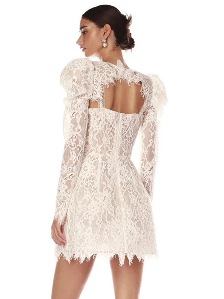 FAUNA LACE FLORAL MINI DRESS