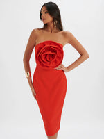 Load image into Gallery viewer, ANGELA STEREO FLOWER BANDAGE DRESS
