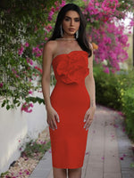 Load image into Gallery viewer, ANGELA STEREO FLOWER BANDAGE DRESS
