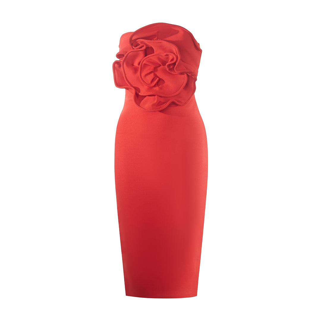 ANGELA STEREO FLOWER BANDAGE DRESS