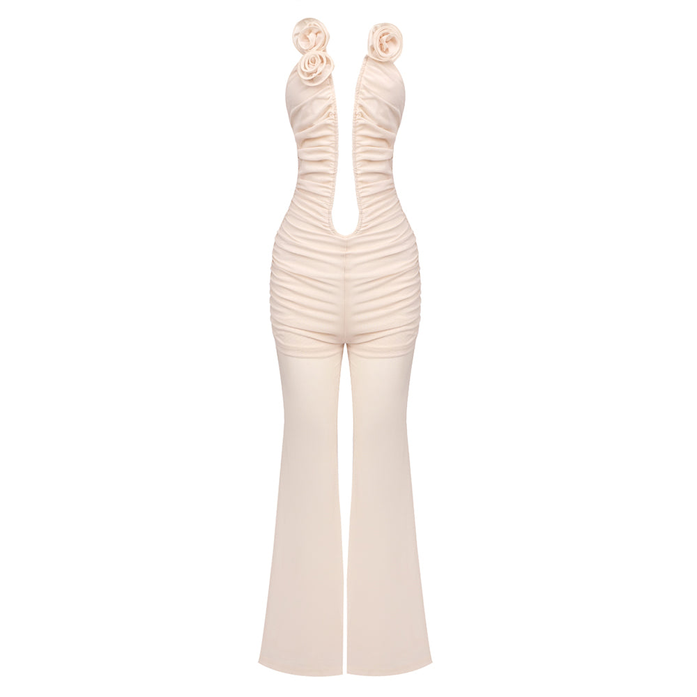 VIOLA DEEP V MESH JUMPSUIT