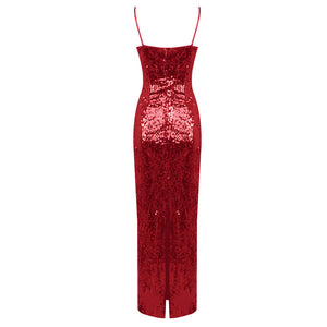 NYDIA RED SEQUINS MAXI DRESS