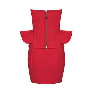 POPO RED BANDAGE DRESS SET