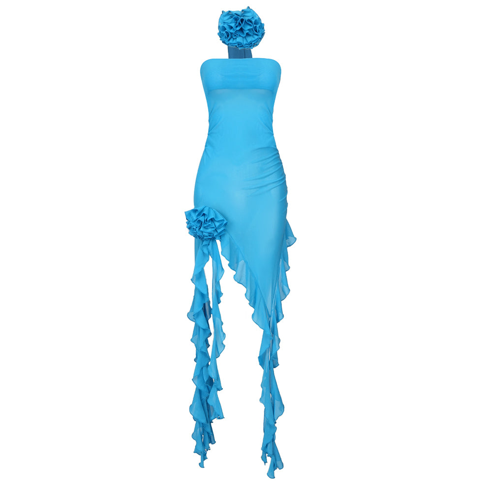 PILYWA SKY BLUE MESH DRESS