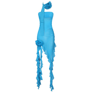 PILYWA SKY BLUE MESH DRESS