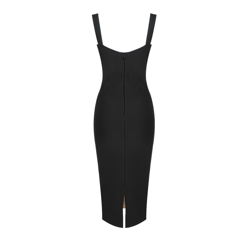 APOPI BLACK MIDI DRESS