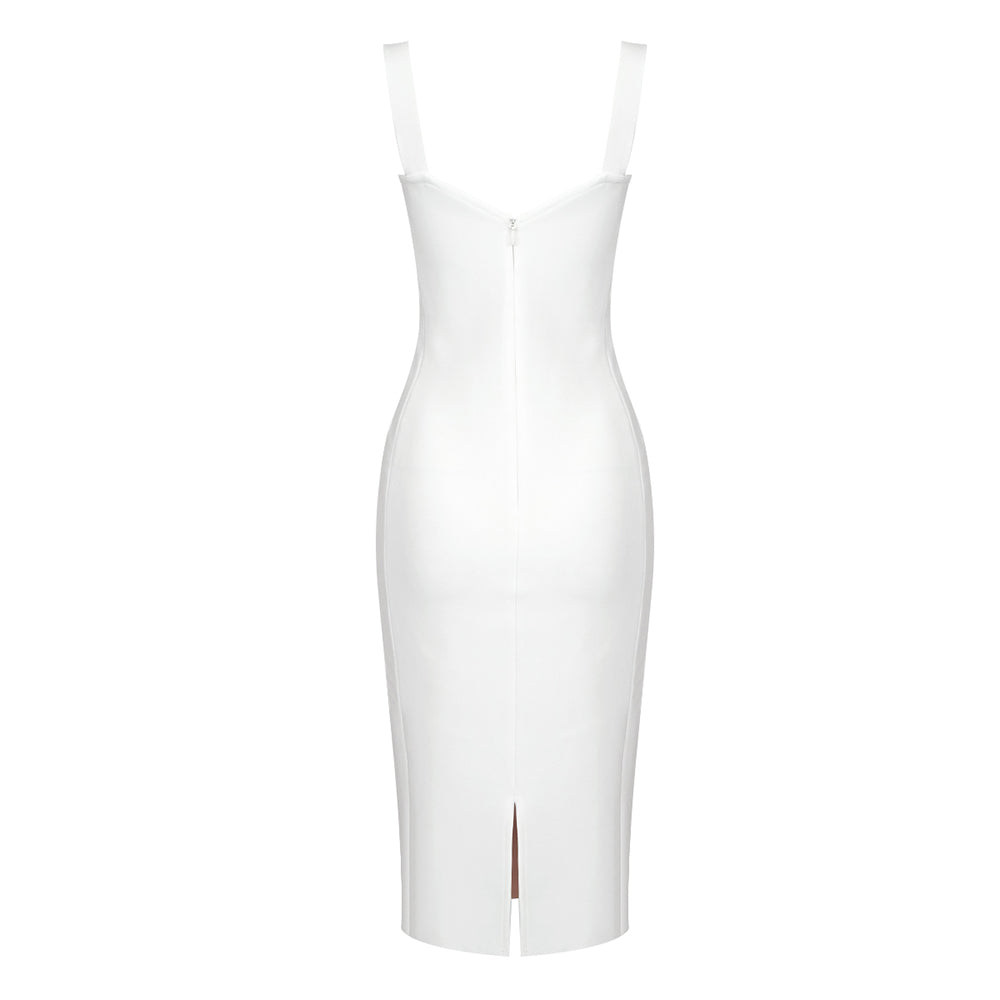 APOPI WHITE MIDI DRESS