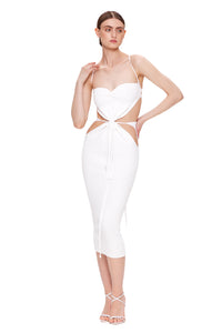 ASOYU WHITE MIDI DRESS