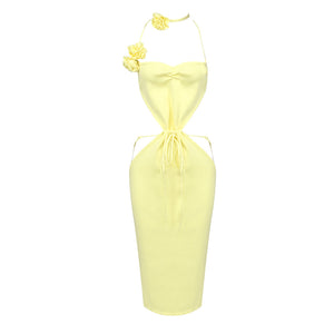 ASOYU YELLOW MIDI DRESS